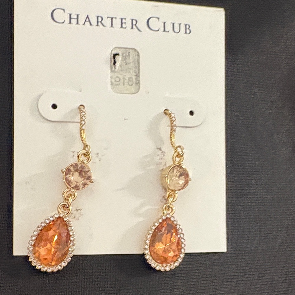 Charter Club Gold and Orange Teardrop Earrings